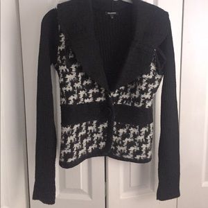 Marisol Wool Blend Houndstooth Cardigan M